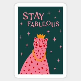 Stay Fabulous, Pink red cheetah art Sticker